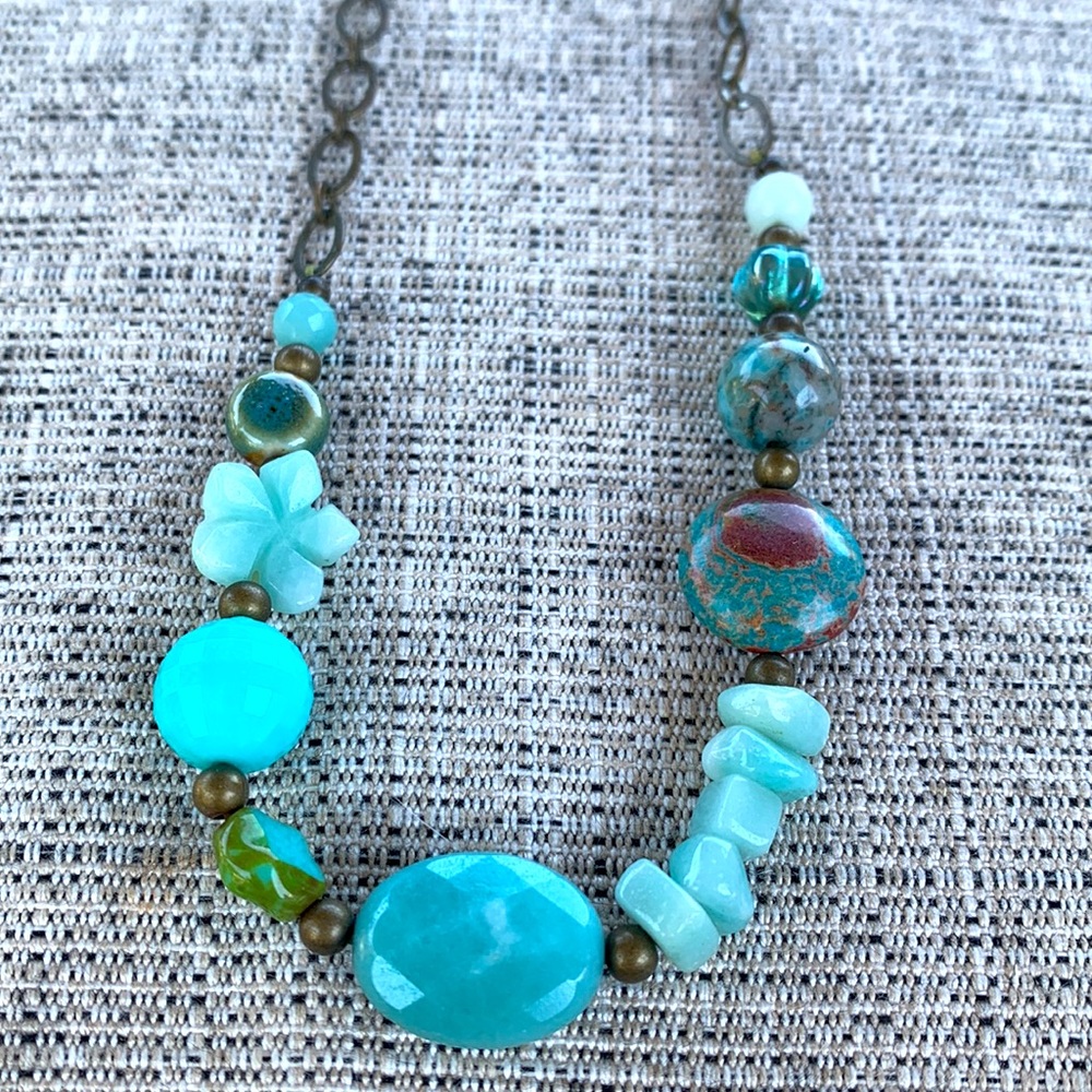Handmade necklace with turquoise beads